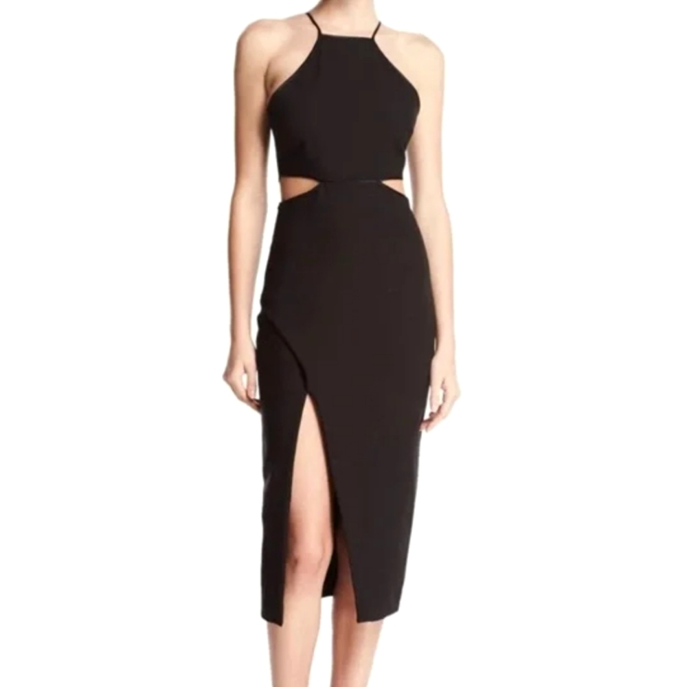 Cinq a Sept Yael Dress Sleeveless Cut Out‎ Formal Midi Sheath Black